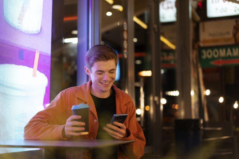 Networking tips, A guy is networking on his phone.